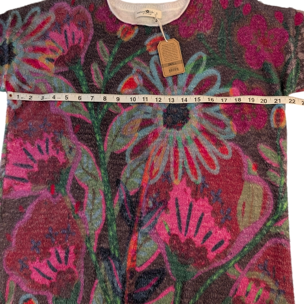 Natural Life Floral Crew Neck Sweater Size Small New With Tags - Picture 4 of 10